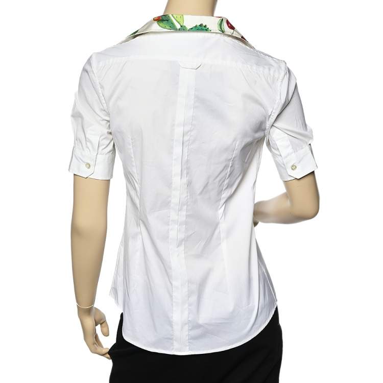 Pre Owned D&G White Cotton Short Sleeve Shirt S