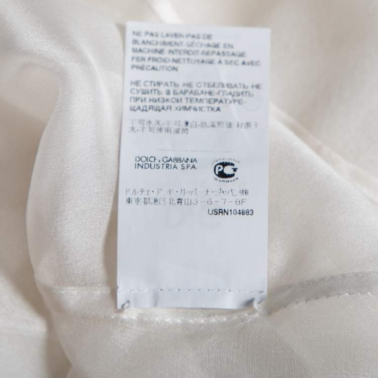 Pre Owned D&G White Silk Ruffle Front Top L