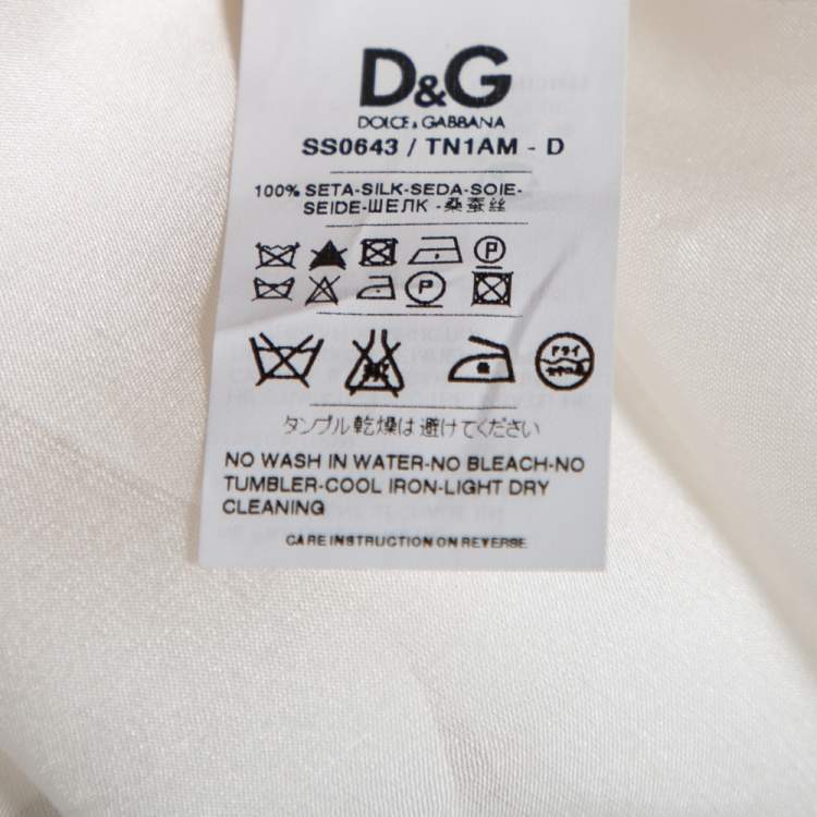 Pre Owned D&G White Silk Ruffle Front Top L