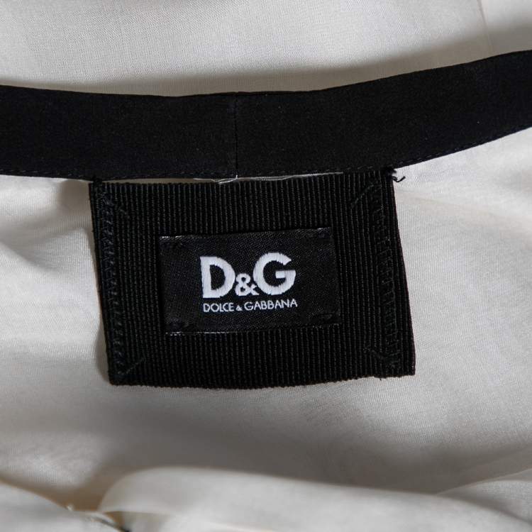 Pre Owned D&G White Silk Ruffle Front Top L
