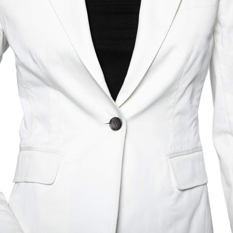 Pre Owned D&G White Cotton Single Breasted Blazer M