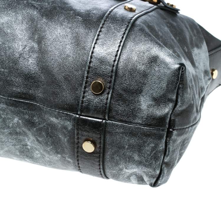 Pre Owned D&G Metallic Grey Leather Golden Box Messenger Bag