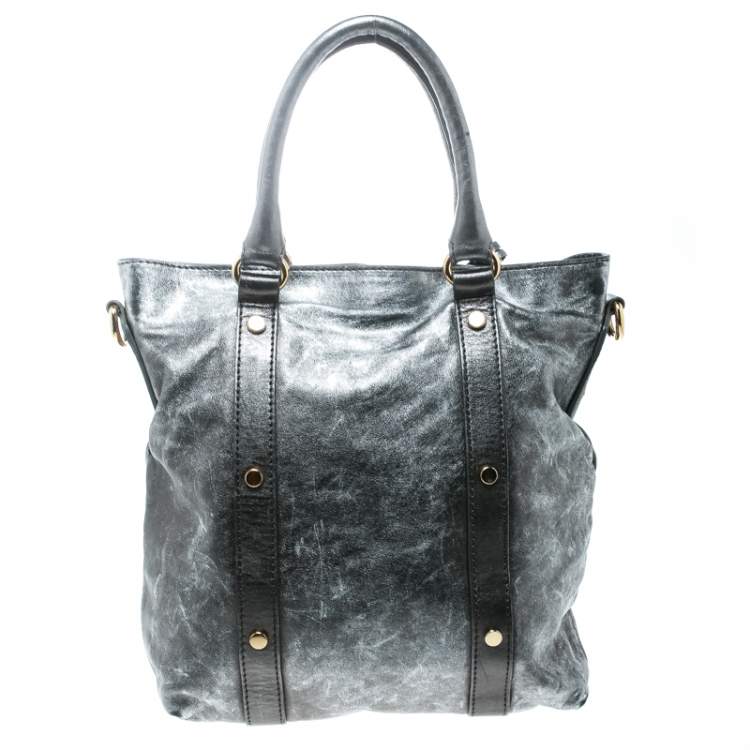 Pre Owned D&G Metallic Grey Leather Golden Box Messenger Bag