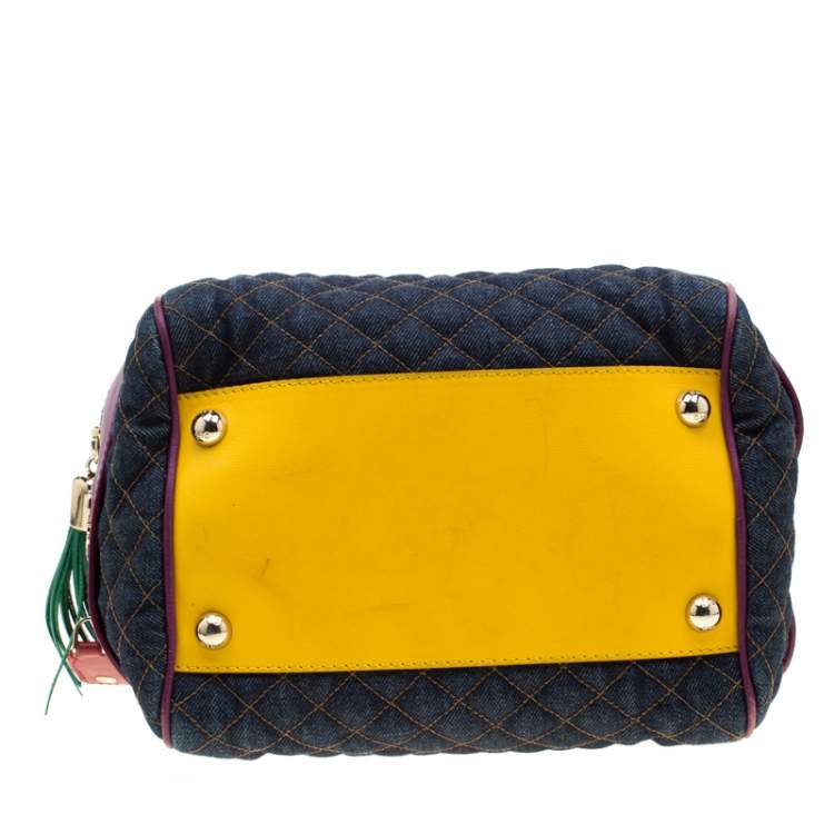 Pre Owned D&G Multicolor Fabric and Leather Lily Glam Bowler Bag