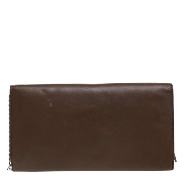 Pre Owned D&G Brown Leather Flap Chain Clutch