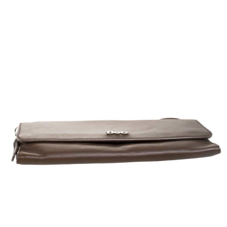Pre Owned D&G Brown Leather Flap Chain Clutch