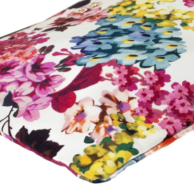 Pre Owned D&G Multicolor Floral Print Canvas Zip Clutch