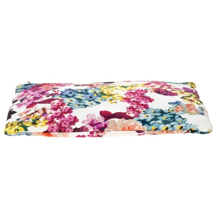 Pre Owned D&G Multicolor Floral Print Canvas Zip Clutch