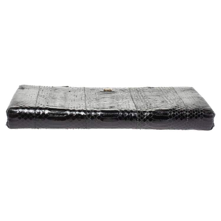 Pre Owned D&G Black Snakeskin Effect Leather Vania Chain Clutch