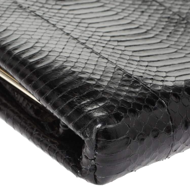 Pre Owned D&G Black Snakeskin Effect Leather Vania Chain Clutch