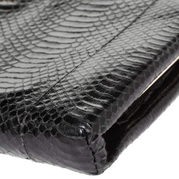 Pre Owned D&G Black Snakeskin Effect Leather Vania Chain Clutch