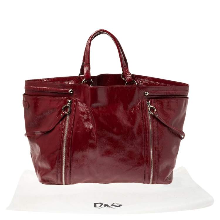 Pre Owned D & G Red Patent Leather Large Gaia Tote