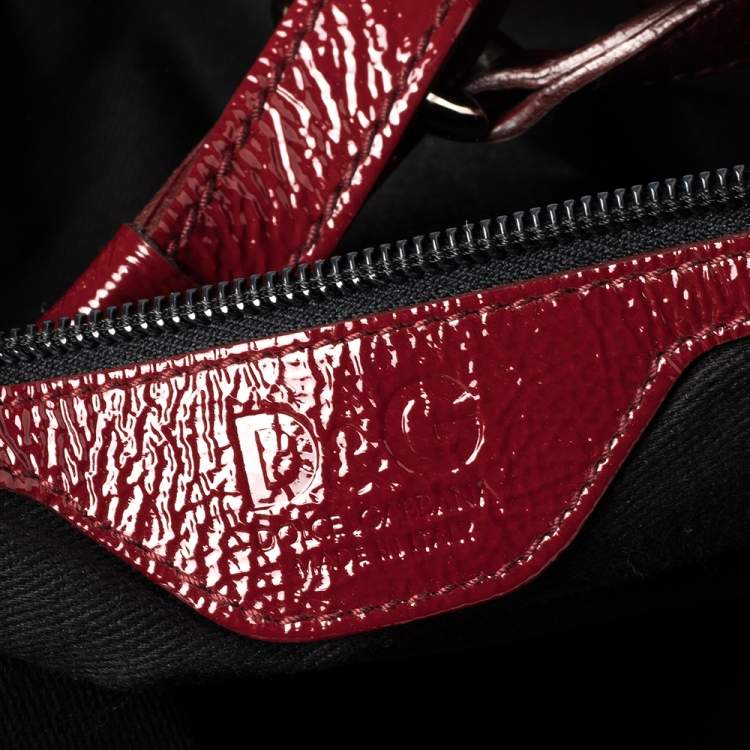 Pre Owned D & G Red Patent Leather Large Gaia Tote
