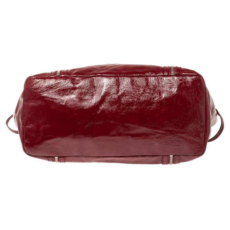 Pre Owned D & G Red Patent Leather Large Gaia Tote