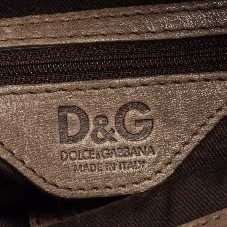 Pre Owned D&G Beige Leather Karen Clutch