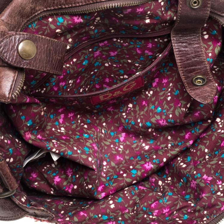 Pre Owned D&G Brown/Orange Tweed and Leather Satchel