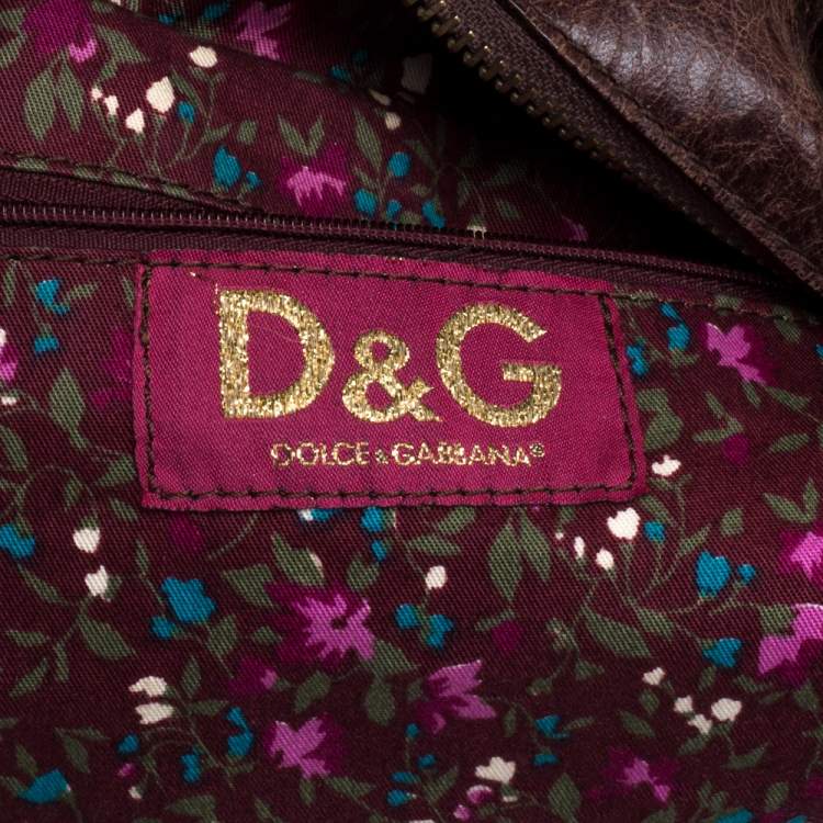 Pre Owned D&G Brown/Orange Tweed and Leather Satchel