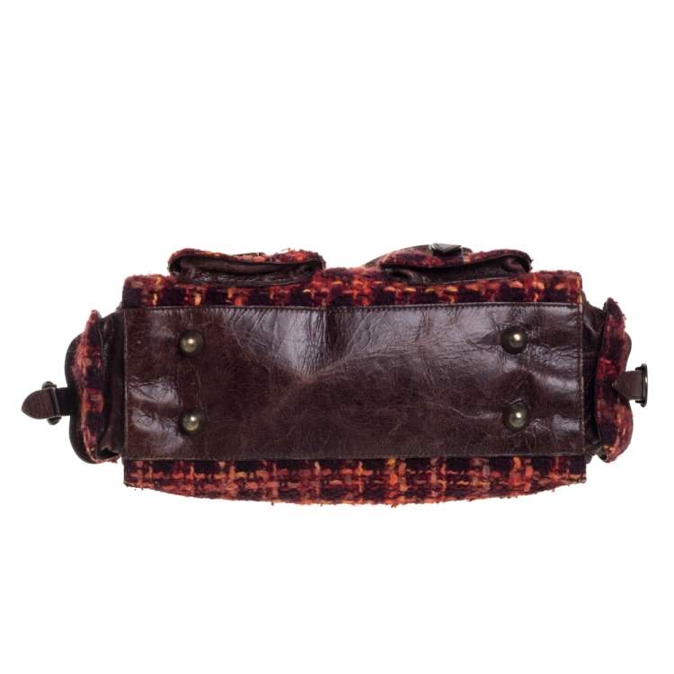 Pre Owned D&G Brown/Orange Tweed and Leather Satchel