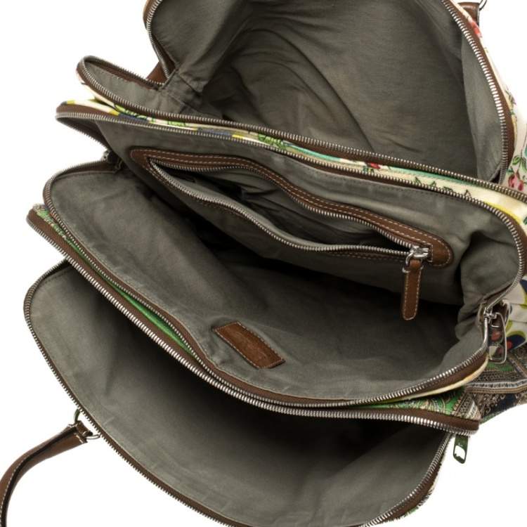 Pre Owned D&G Multicolor Print Canvas and Leather Lily Twist Satchel