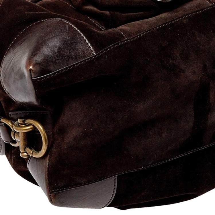 Pre Owned D&G Dark Brown Suede and Leather Janet Satchel