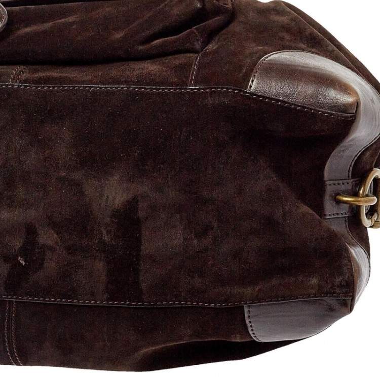 Pre Owned D&G Dark Brown Suede and Leather Janet Satchel