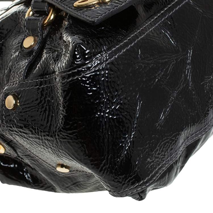 Pre Owned D&G Black Patent Leather Frame Front Pocket Bag