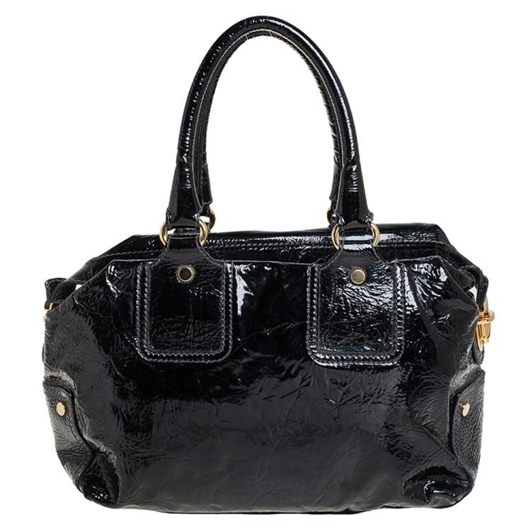 Pre Owned D&G Black Patent Leather Frame Front Pocket Bag