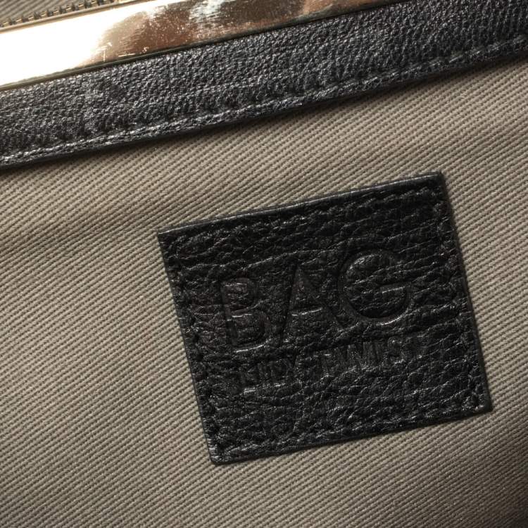 Pre Owned D & G Black Leather Lily Twist Kiss Lock Top Handle Bag