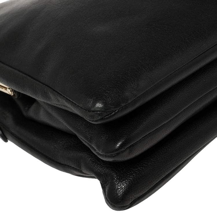 Pre Owned D & G Black Leather Lily Twist Kiss Lock Top Handle Bag