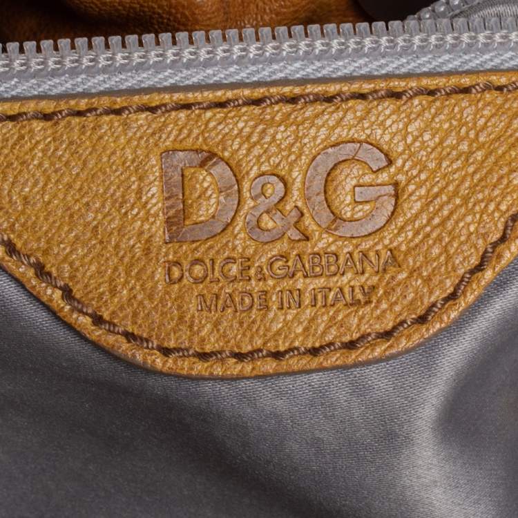 Pre Owned D&G Tan Leather Linda Drawstring Tote