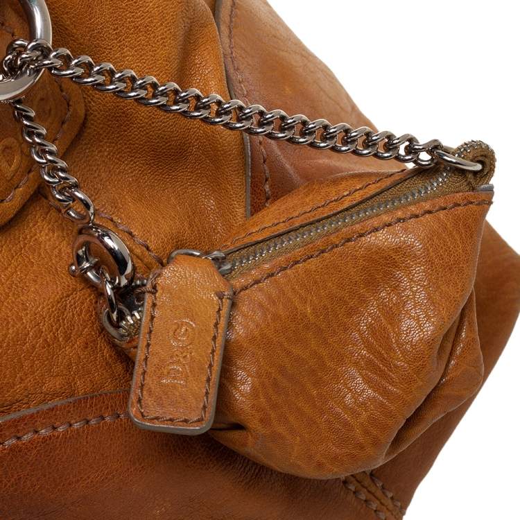 Pre Owned D&G Tan Leather Linda Drawstring Tote