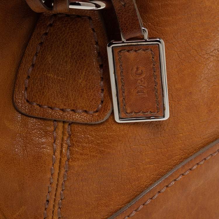 Pre Owned D&G Tan Leather Linda Drawstring Tote