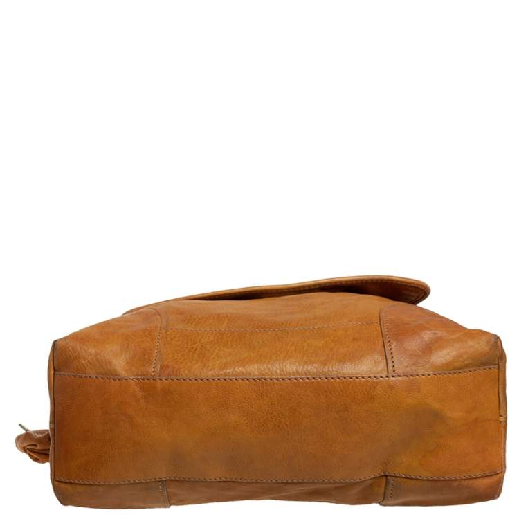 Pre Owned D&G Tan Leather Linda Drawstring Tote