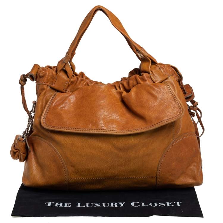 Pre Owned D&G Tan Leather Linda Drawstring Tote