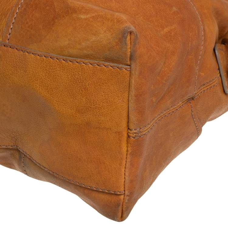 Pre Owned D&G Tan Leather Linda Drawstring Tote