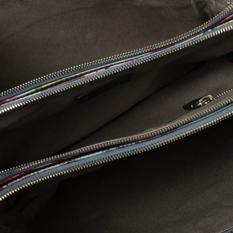 مملوكة مسبقًا D&G Multicolor Floral Denim Lily Twist Satchel