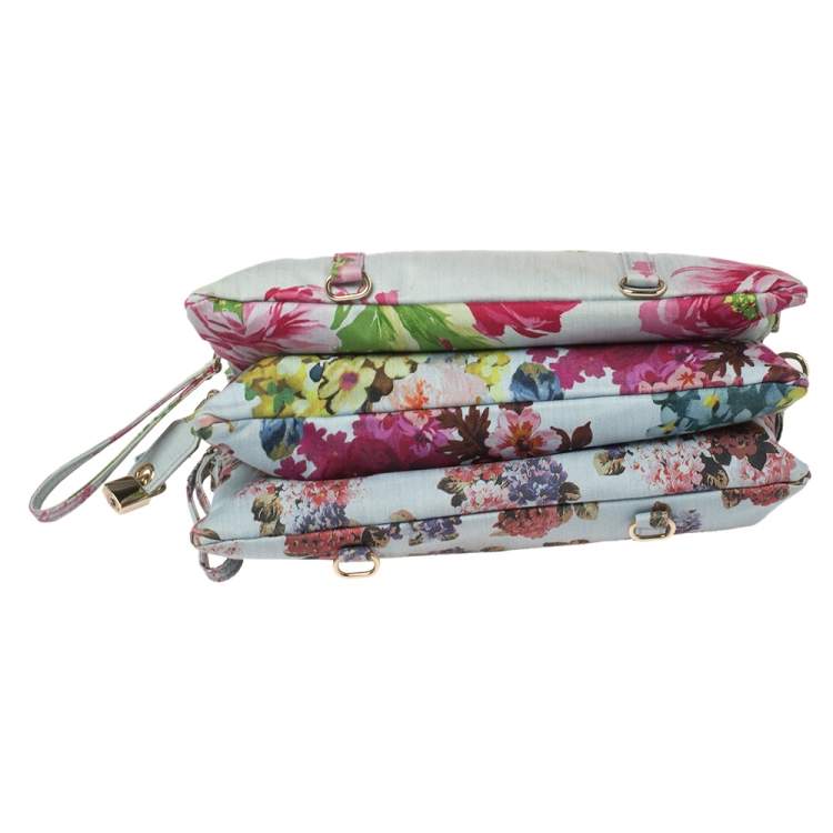 مملوكة مسبقًا D&G Multicolor Floral Denim Lily Twist Satchel