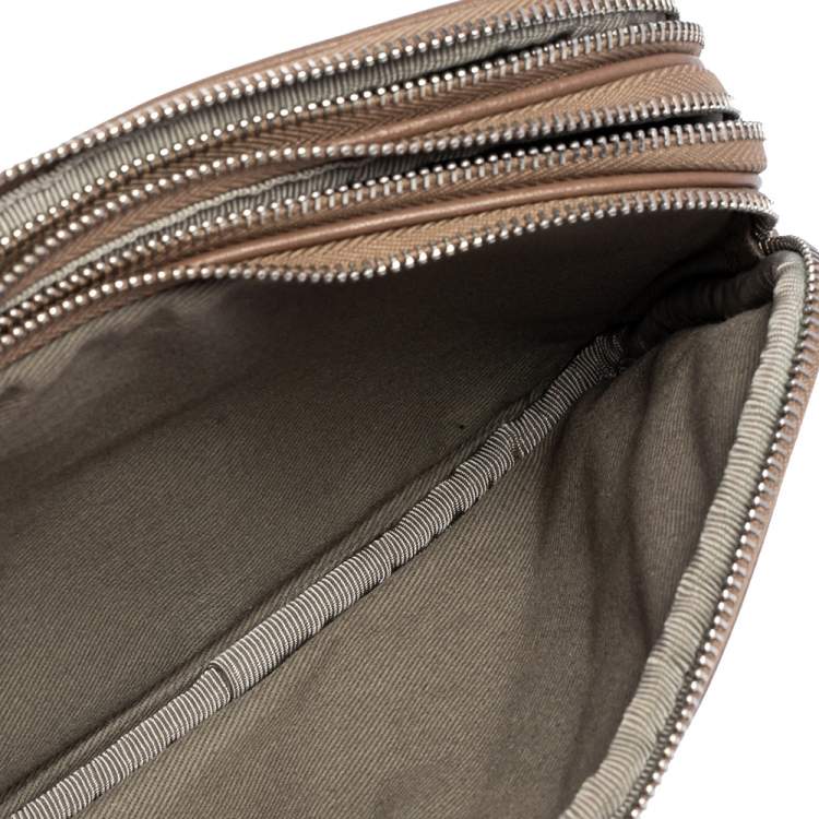 Pre Owned  D&G Beige Quilted Leather Triple Zip Pouch 