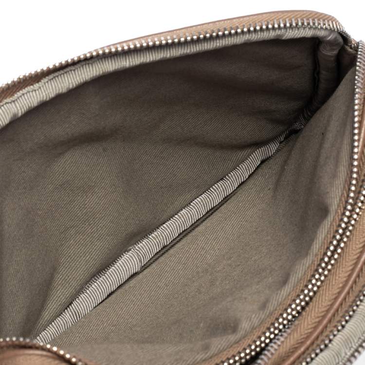 Pre Owned  D&G Beige Quilted Leather Triple Zip Pouch 