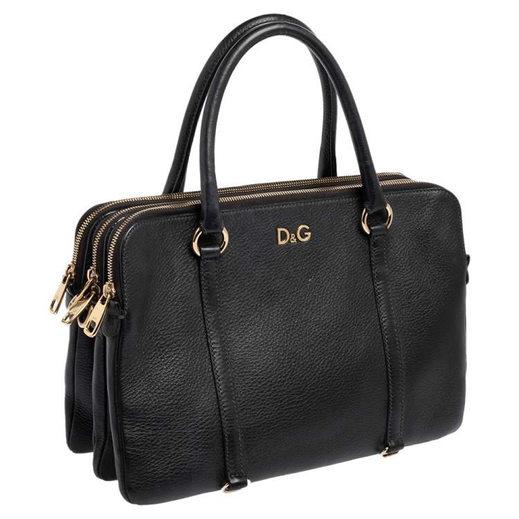 Pre Owned D&G Black Leather Lily Twist Satchel 