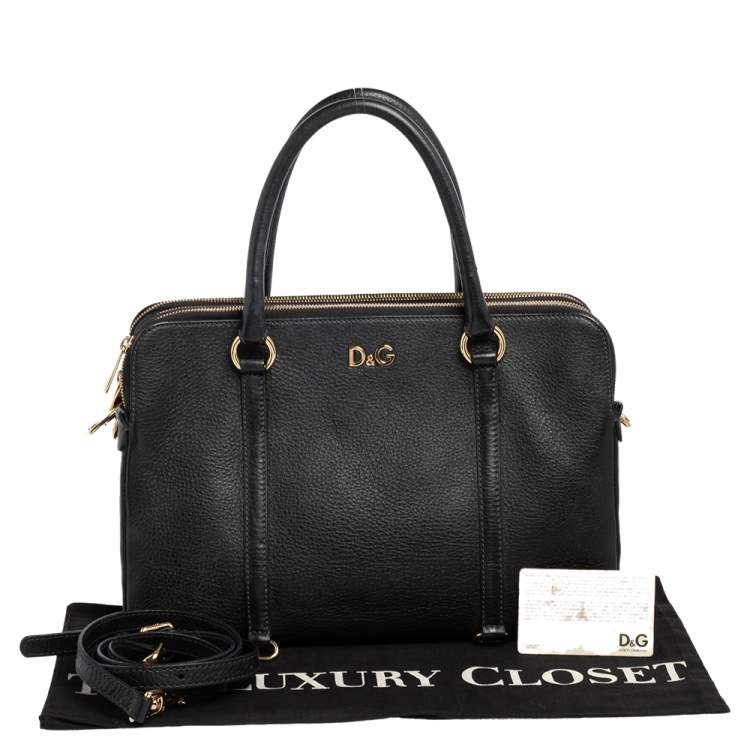 Pre Owned D&G Black Leather Lily Twist Satchel 