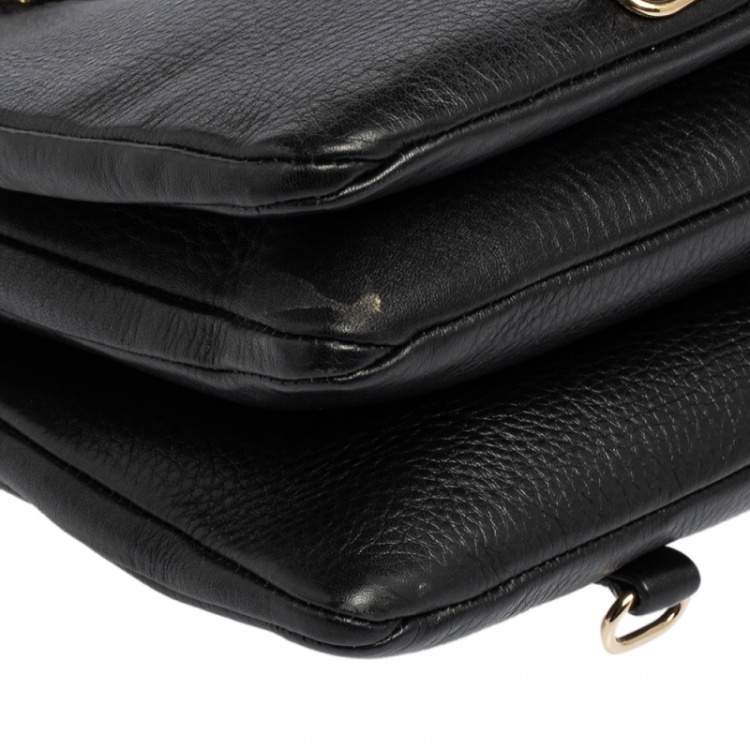 Pre Owned D&G Black Leather Lily Twist Satchel 