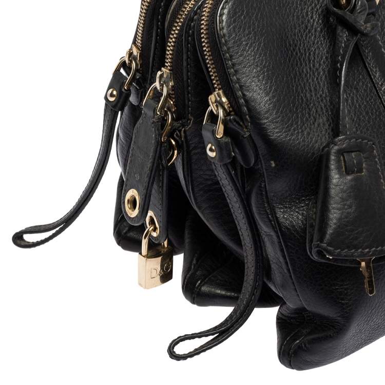 Pre Owned D&G Black Leather Lily Twist Satchel 