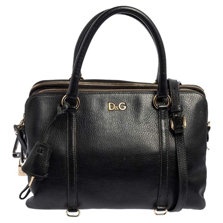 Pre Owned D&G Black Leather Lily Twist Satchel 