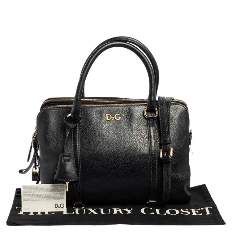 Pre Owned D&G Black Leather Lily Twist Satchel 