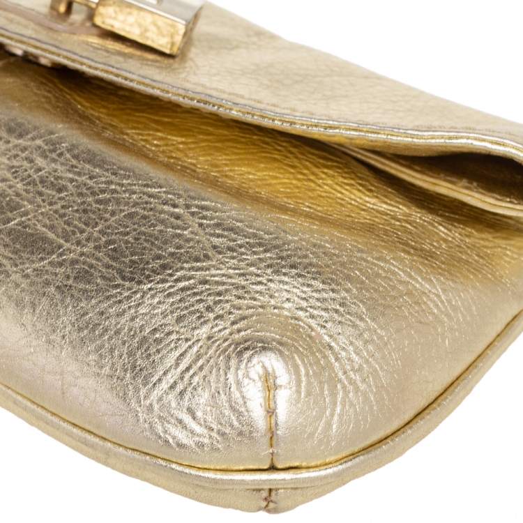 Pre Owned D&G Gold Leather Miss Karen Clutch