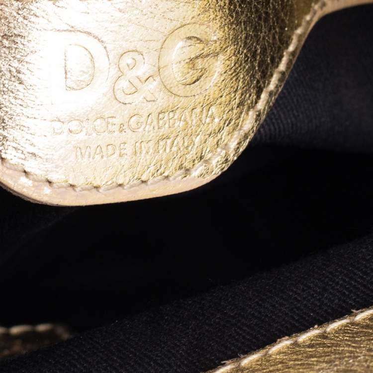 Pre Owned D&G Gold Leather Miss Karen Clutch