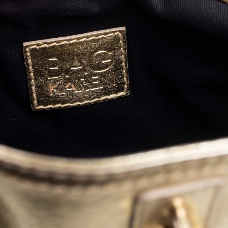 Pre Owned D&G Gold Leather Miss Karen Clutch