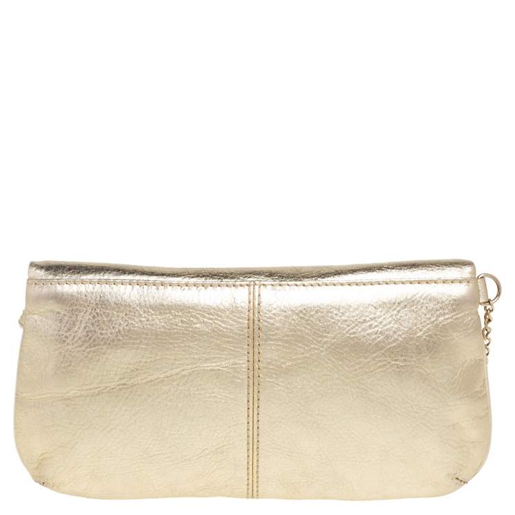 Pre Owned D&G Gold Leather Miss Karen Clutch