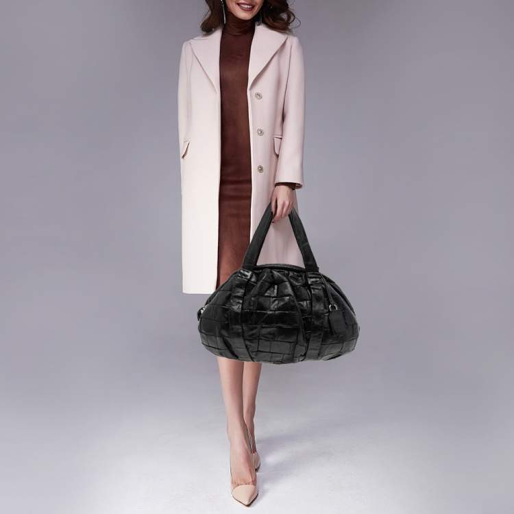 Pre Owned D&G Black Woven Leather Miss Diana Hobo